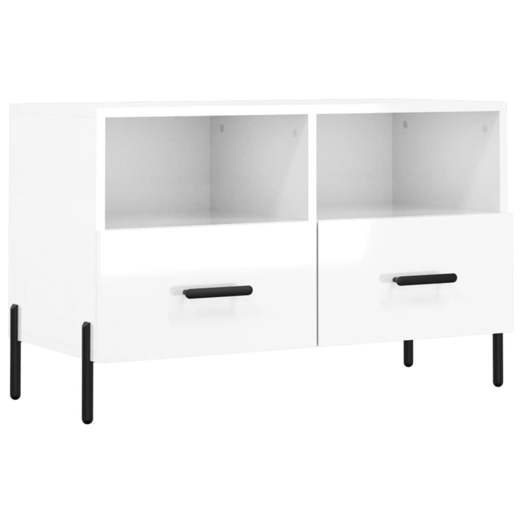 "SALE 2026"TV-Schrank - TV-Regal - Fernsehkommode - Hochglanz-Weiß 80x36x50 cm Holzwerkstoff - TV-Lowboard DE6547636