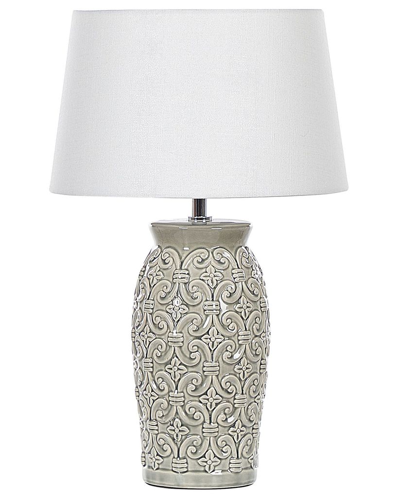 BELIANI Lampa stołowa szara ceramiczna 48 cm z abażurem Zdjęcie produktu 