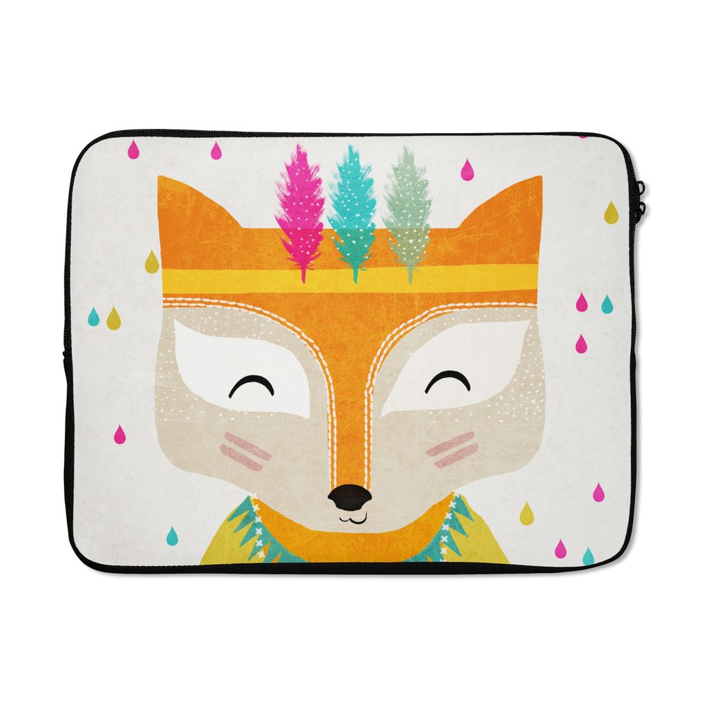 MuchoWow Laptop Hülle 17 Zoll Laptoptasche Tiere - Farben - Fuchs - Porträt - Zipper - Schutzabdeckung