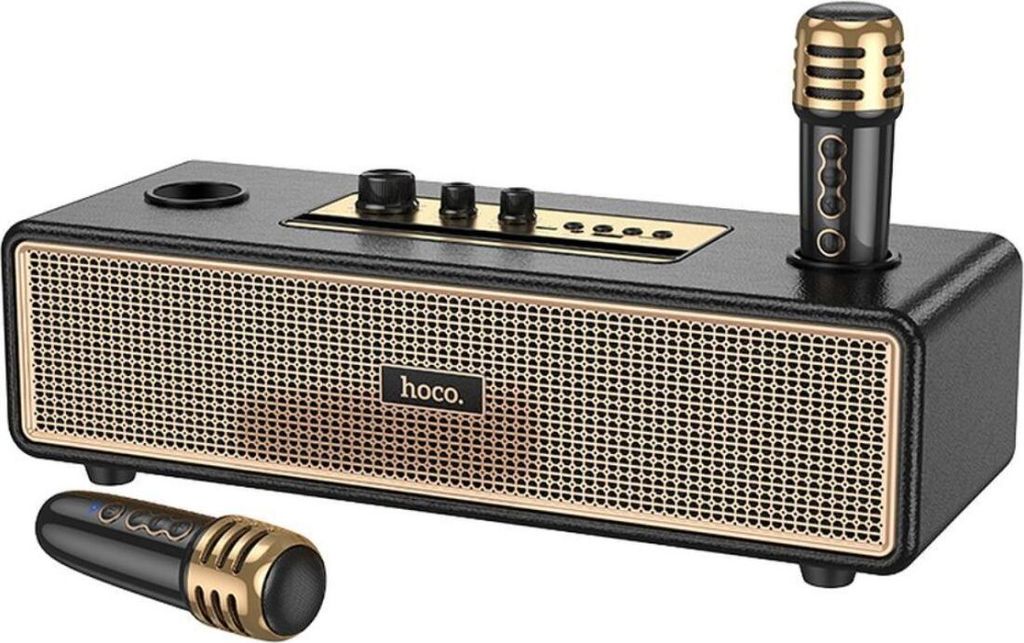 Hoco BS63 Bluetooth-Lautsprecher mit 2 kabellosen Mikrofonen – Schwarz