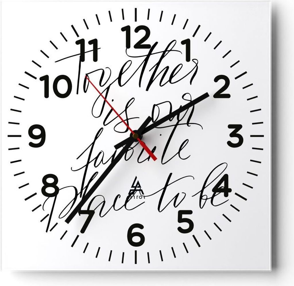 Wanduhr - Quadrat - Glasuhr - Gemeinsam unser Ort - 30x30cm - Schleichendes Uhrwerk - Lautlos - zum Aufhängen bereit - Dekoration Modern - Wanddek...