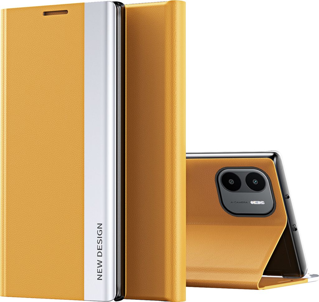 Redmi A1 Hülle, Leder PolyurethanMagnetisch Klapp Stand Schutzhülle für Xiaomi Redmi A1 Gelb