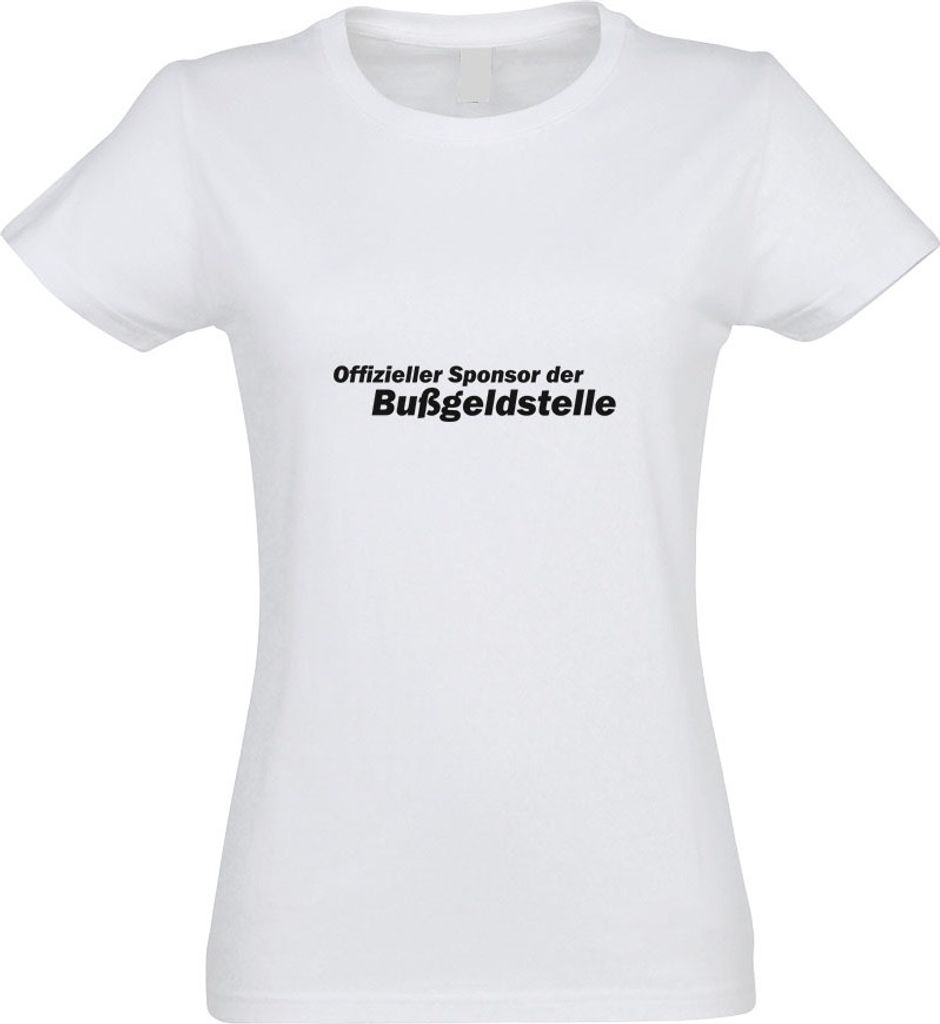 Kiwistar - T-Shirt tailliert - Damen - Weiss - Sponsor der Bußgeldstelle - mit Motiv Bedruckt - Funshirt Design - Sport - Freizeit - Damen - XXL