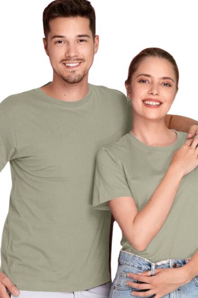 Leichtes Uni-T-Shirt aus Baumwolle, 100% Baumwolle, unbedruckt, einfarbig, 150g/m2, Farbe helles Khaki, Größe XL