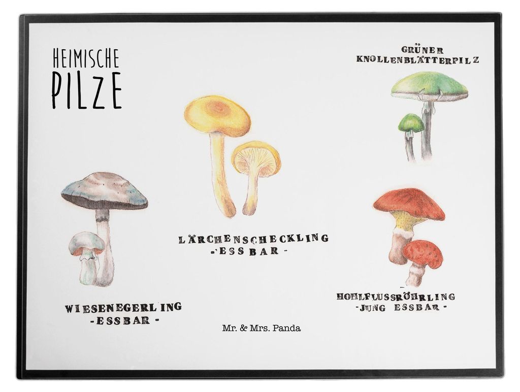 Mr. & Mrs. Panda schreibtischunterlage Heimische Pilze - Geschenk, malunterlagen, Tischunterlage, Glückspilz, Schreibunterlage, Dekoration, Pilz, ...