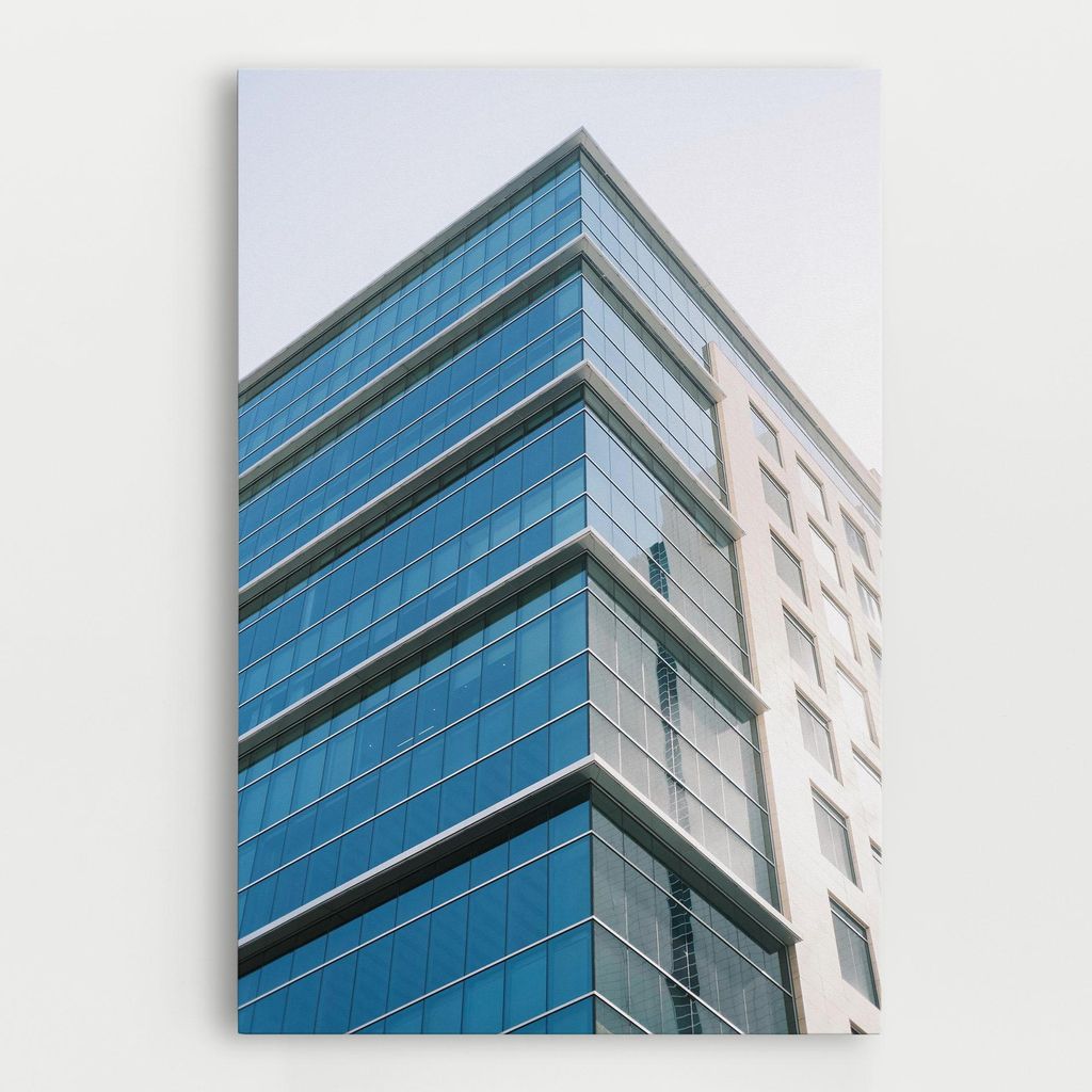 ARTHUB Leinwandbild 30x40 cm, Blue Glass Tower | Wohnzimmerdekoration, Hängende Bilder, Wanddekoration, Heimdekoration, Landschaften, Städtisch