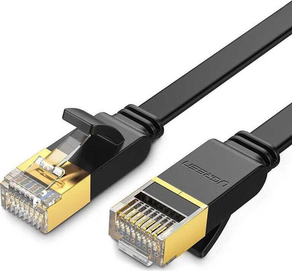 Ugreen RJ45 Cat 7 STP Flachband-Ethernet-Kabel - 10 Gbps - 3m - Schwarz - Modell NW106 11262