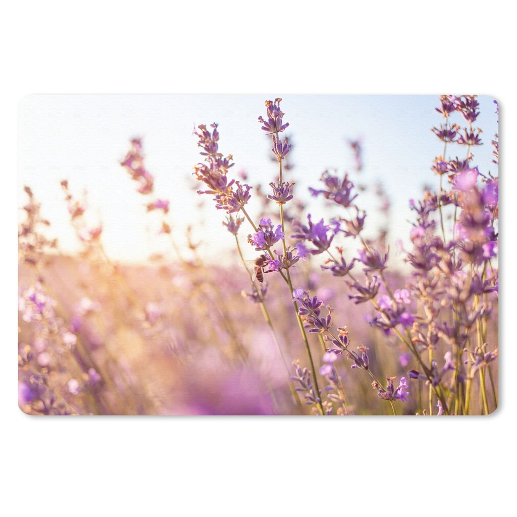 MuchoWow Schreibtischunterlage Lavendel - Nahaufnahme - Sonne - Blumen - Lila 60x40 cm - XXL Mauspad - Großes Mauspad