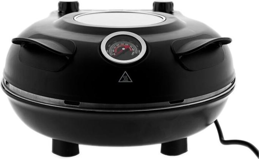 Mulex Steinbackofen mit 5 Temperaturstufen, 1200 W - Pizzastein ø30 cm, Schwarz