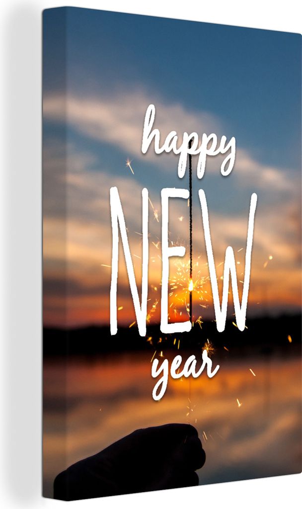 OneMillionCanvasses - Leinwandbilder - 90x140 cm, Zitate - 'Frohes neues Jahr' - Sprichwörter, Wandbilder Kunstdruck Wanddekoration - Wandschmuc...