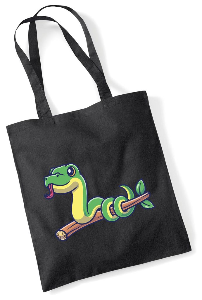 Huuraa Jutebeutel Schlange Comic 10 Liter Black Baumwolle Tasche Geschenkidee