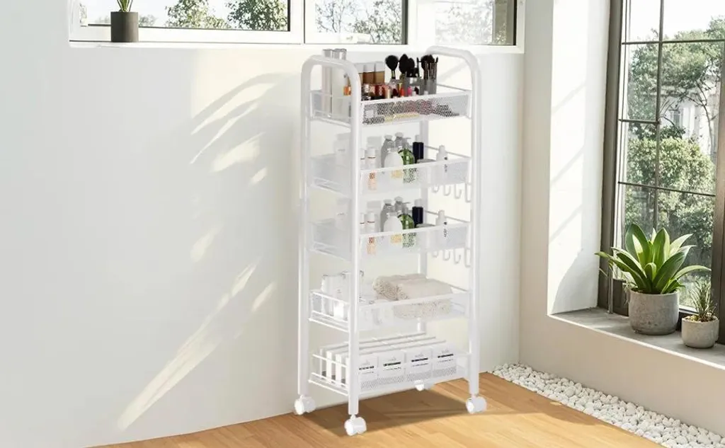 Étagère de cuisine à 5 niveaux extensible en acier blanc modèle Modulo - 9