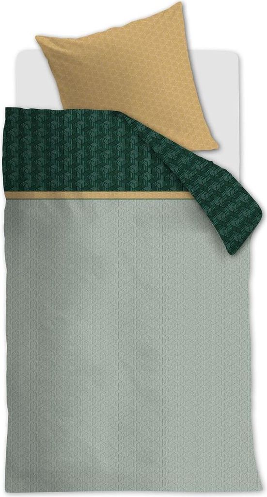 Beddinhouse Mako-Satin Bettwäsche Grunnar Green 155X220 155 x 220 cm + 1x 80 x 80 cm 1 Bettbezug, 1 Kissenbezug Grün