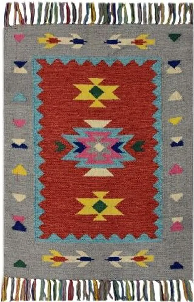 Tapis Kelim Country moderne 368 rouge 60x200 cm - Style oriental chic