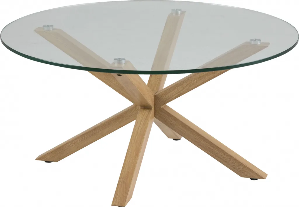 Table basse en verre trempé et métal effet bois Heat pour le salon