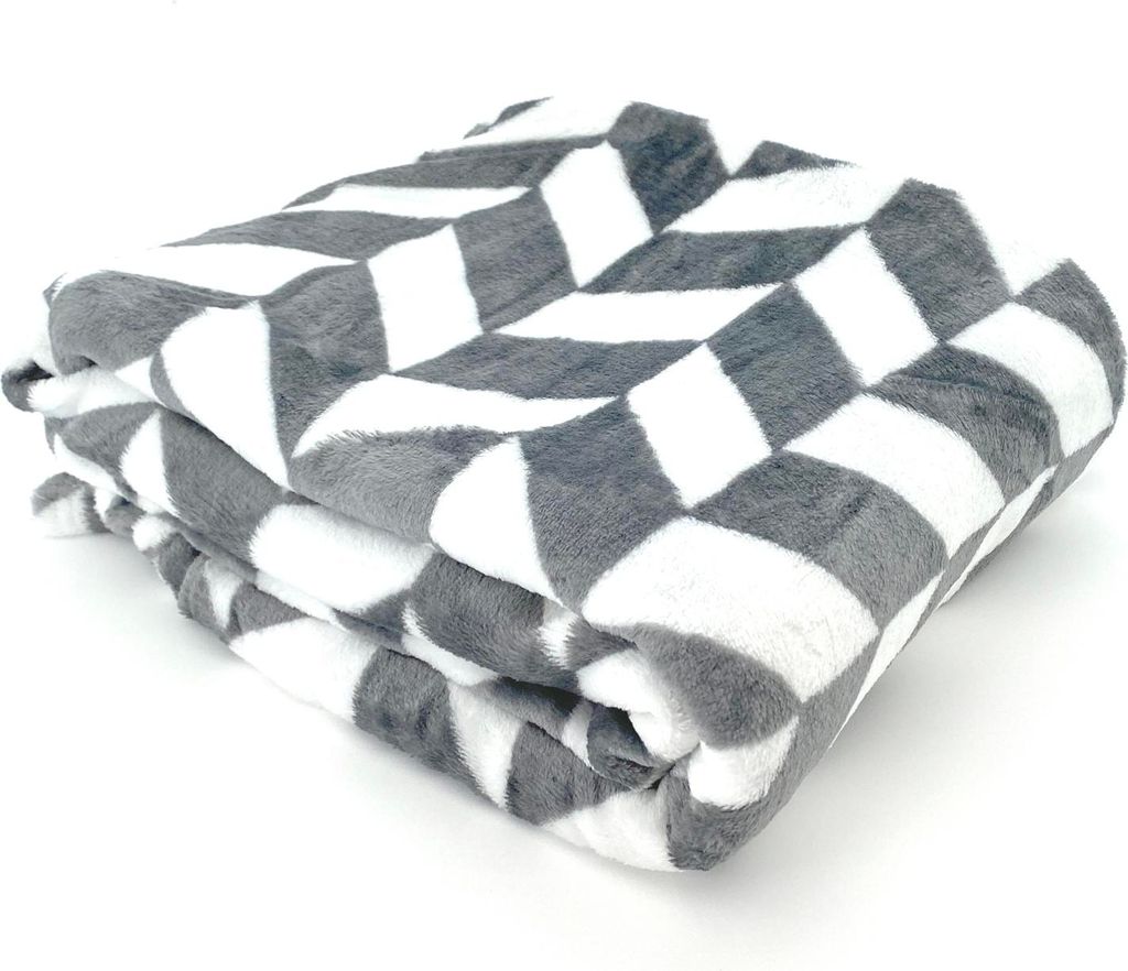 Heimtexland ® Kuscheldecke Super Soft Flanell Chevron Raute Produktbild 