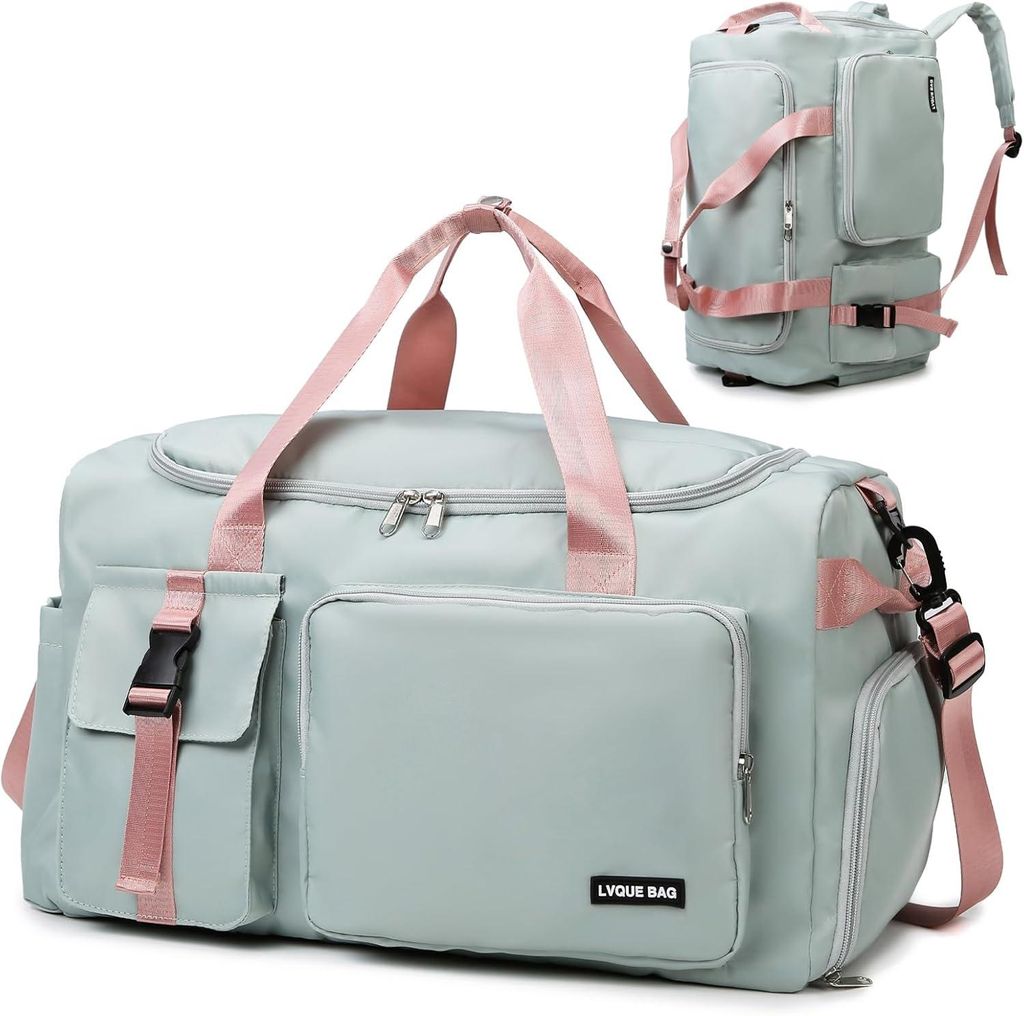Sporttasche,42L Reisetasche(Gruen/Rosa) mit Schuhfach Produktbild 