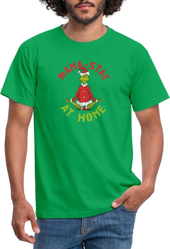 Spreadshirt Der Grinch Meditation Nama-Stay At Home Männer T-Shirt, 4XL, Kelly Green
