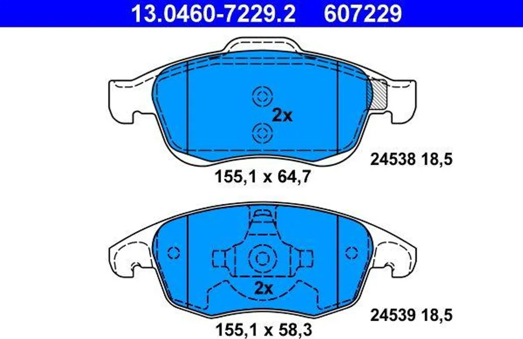ATE 13.0460-7229.2 Jeu de Plaquettes de Frein à Disque OE 4253 61