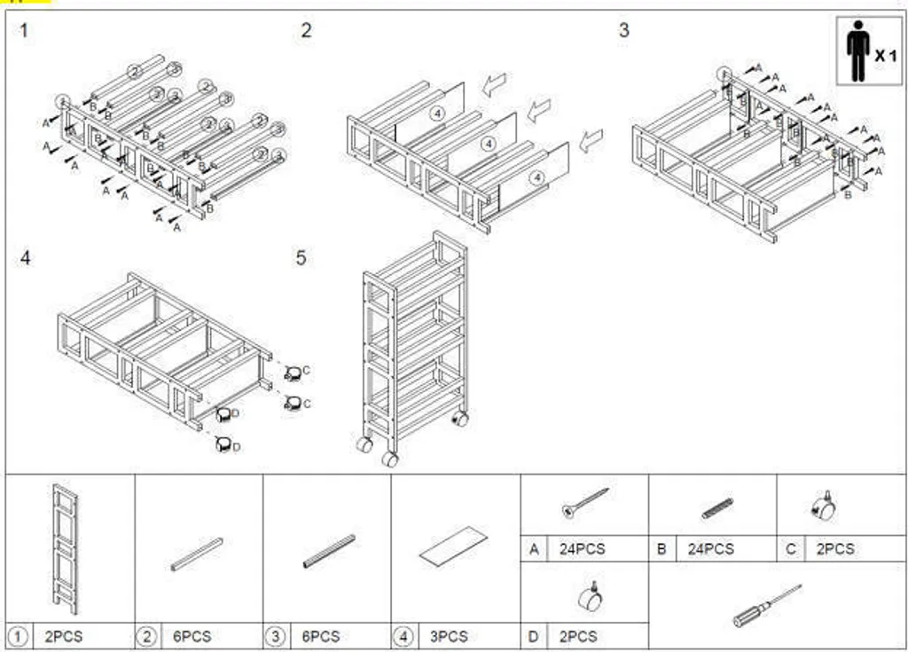 Rangement mobile gain de place - Chariot en bambou 3 niveaux pour studio - 8