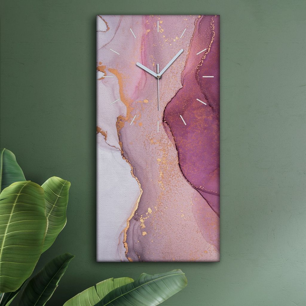 Wohnzimmer Leinwand Uhr Geräuschlos Küche 30x60 Farbiger, Marmor, Abstrakt, Textur, weiße Zeiger
