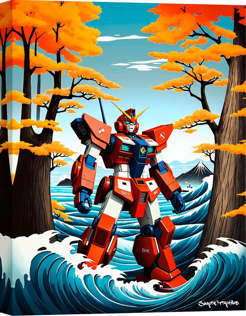 Tableau Toile Pop Art Soopergraphics Traditional Mecha I - 70x50 cm