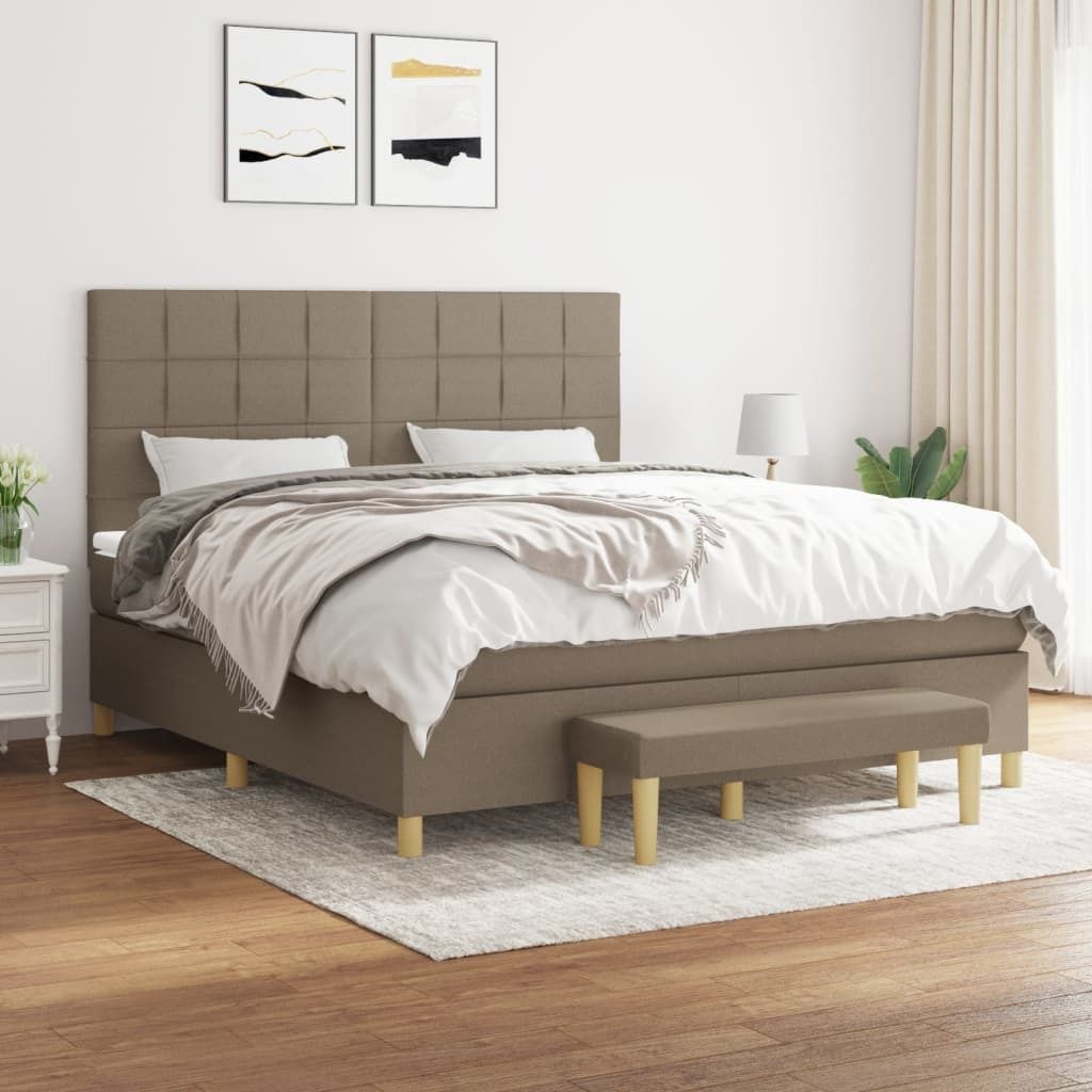 Cloris Designermöbel Boxspringbett mit Matratze Taupe 160x200 cm Stoff 2024 Neu