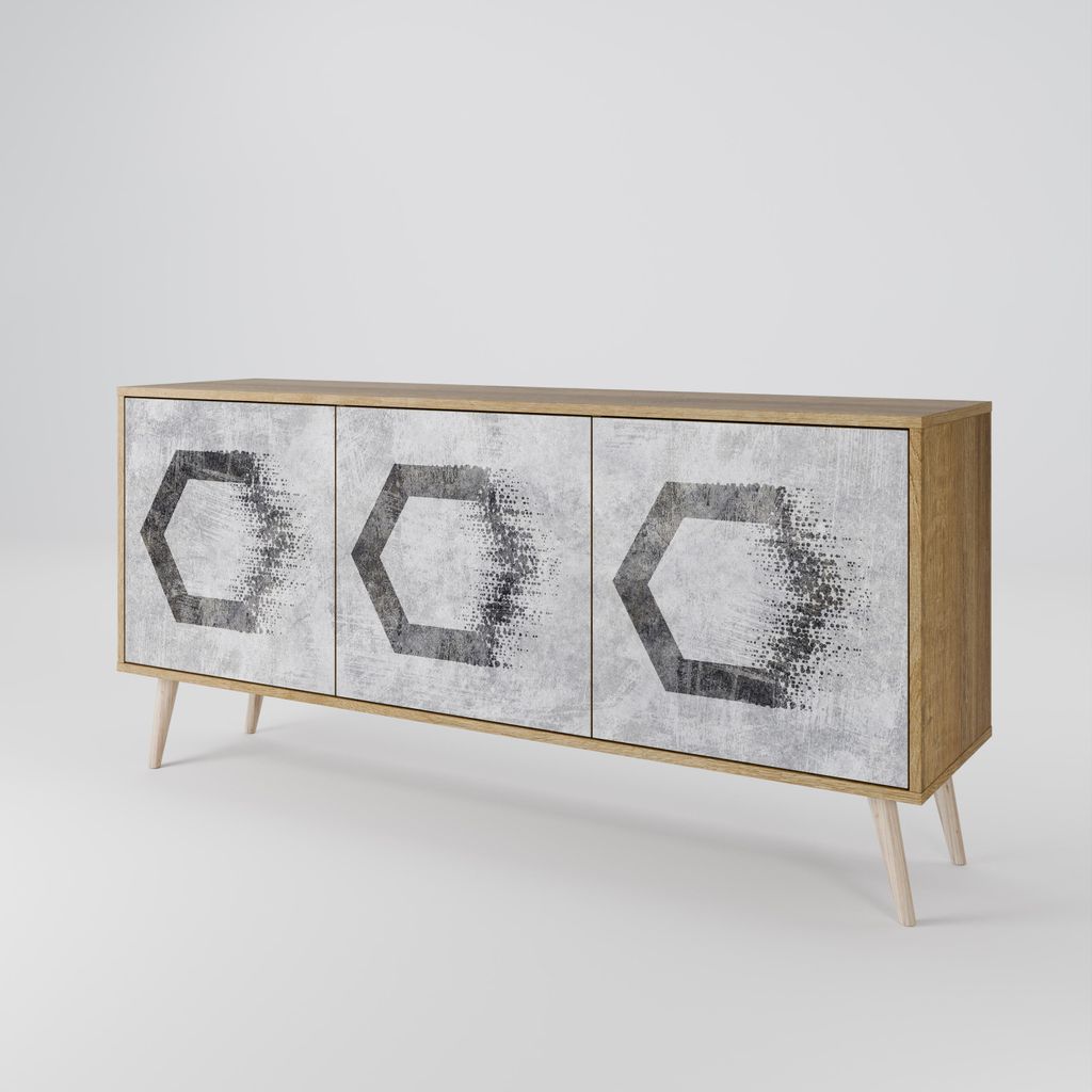 Spacerebels Kommode mit 3 Türen - Sideboard Komodenschrank - Highboard - Kleiderschrank Möbel - Wohnzimmer Schlafzimmer - 57,5×111×42 (HxBxT)
