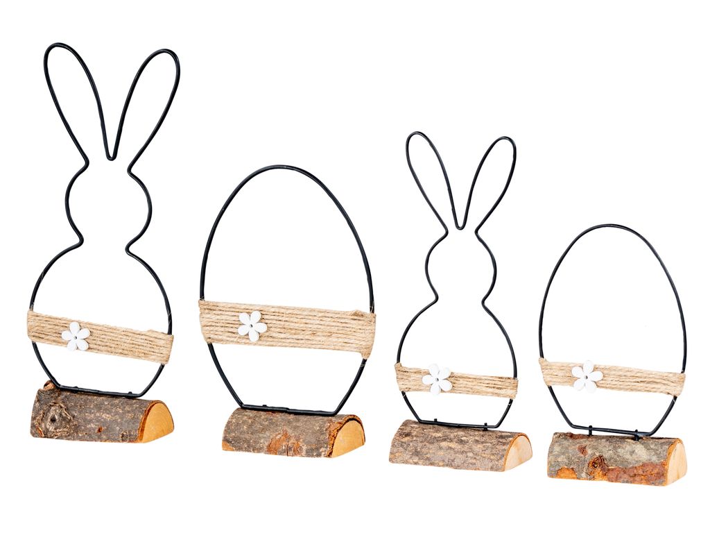 4er Set Deko Aufsteller Hase Metall Schwarz Osterdeko Osterei Tischdeko Frühlingsdeko Dekohase Ostern Osterhase Metalldeko