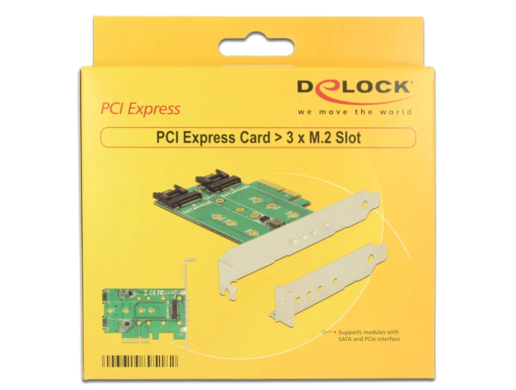 Adattatore M.2 PCIe DeLOCK 89518: Controller 3x M.2 SATA/NVMe Low Profile - 5