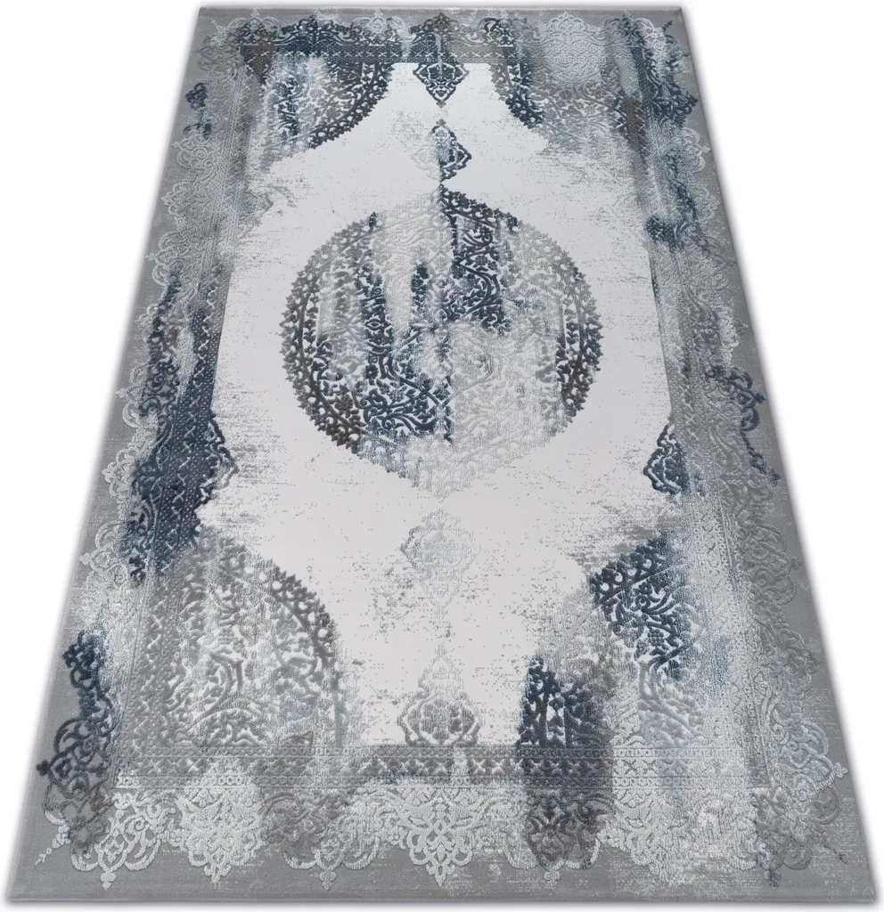 Tapis de Salon Orient Bleu et Gris Valencia 5040 - Douceur Acrylique