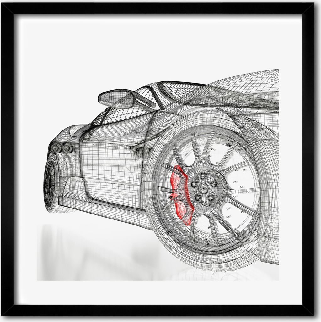 Bild - 50 cm x 50 cm - MDF - Rahmen, Wandkunst - Auto-Gitter