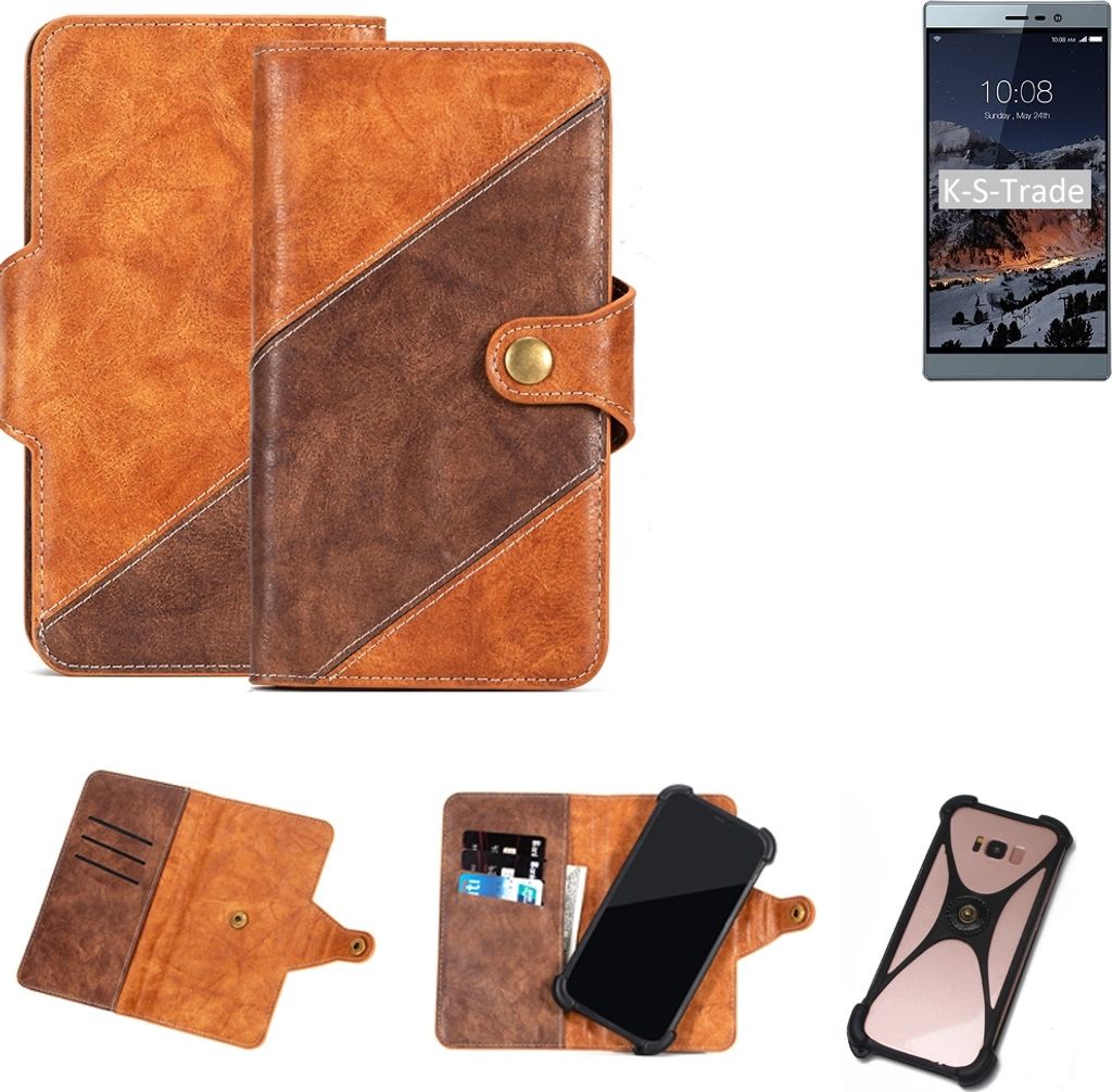 K-S-Trade Handy-Hülle Schutz-Hülle Bookstyle Case Wallet-Case kompatibel mit Switel eSmart M3 Handy Cover Bumper Kantenschutz Smartphone dunkelbraun