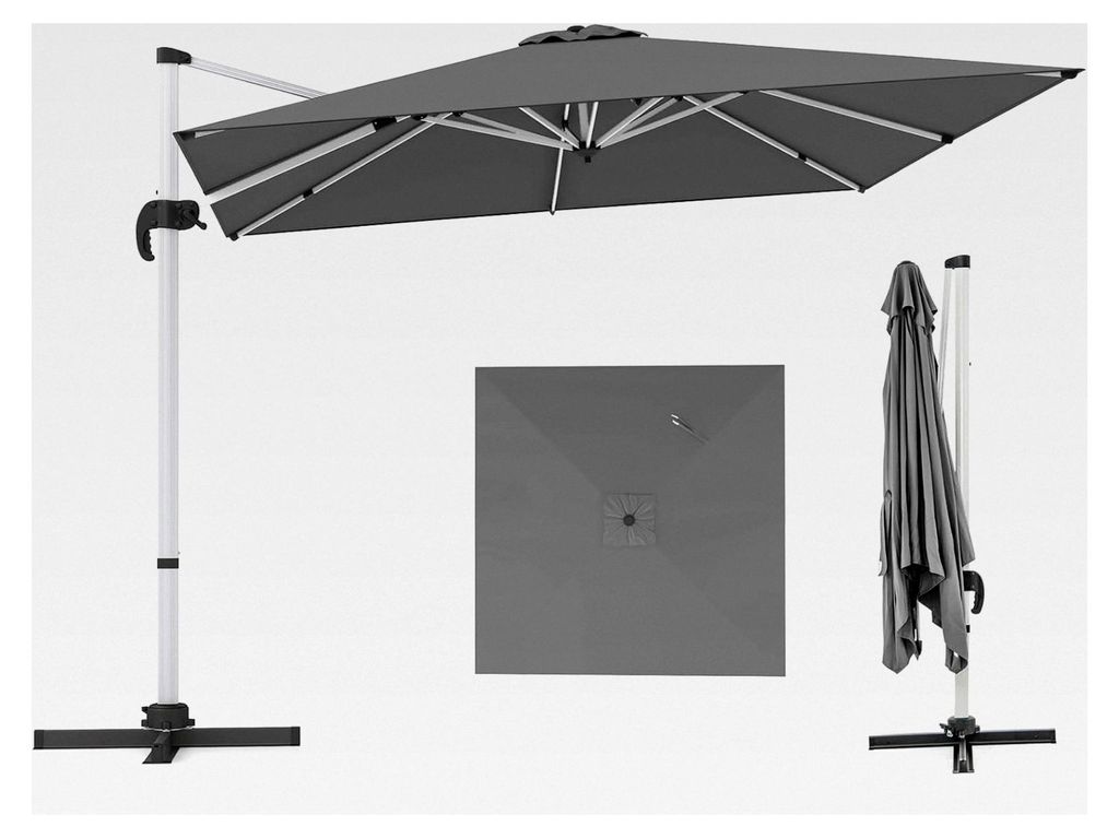 Rechteckiger Sonnenschirm 300 x 300 cm, großer Ampelschirm mit Kurbel, neigbar und 360° drehbar, Terrassenschirm für Garten, Terrasse, Balkon (G...