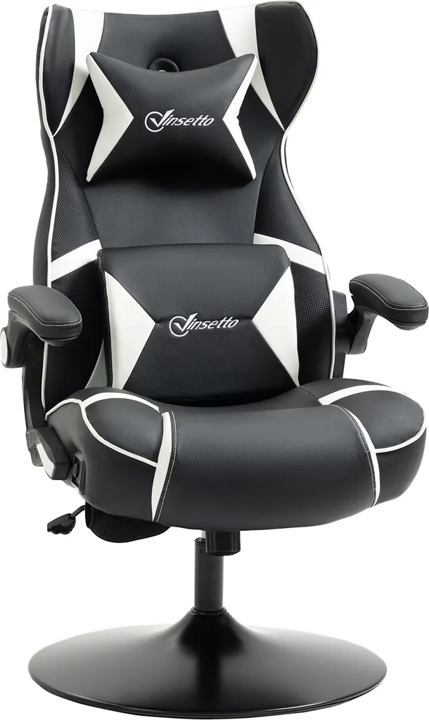 Chaise de jeu Vinsetto blanche et noire inclinable pour gamer