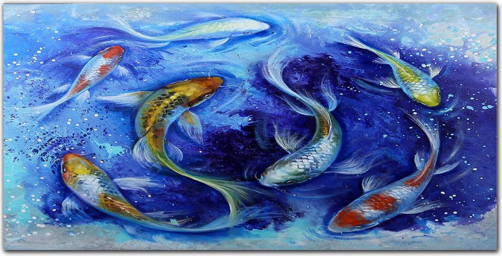 Coloray Bild aus Acryl 140 cm x 70 cm - Wanddekoration Küche Bild auf Acrylglas Dekoration Wohnzimmer Gehärtetes Acryl - Tier Koi Fisch-Wasser