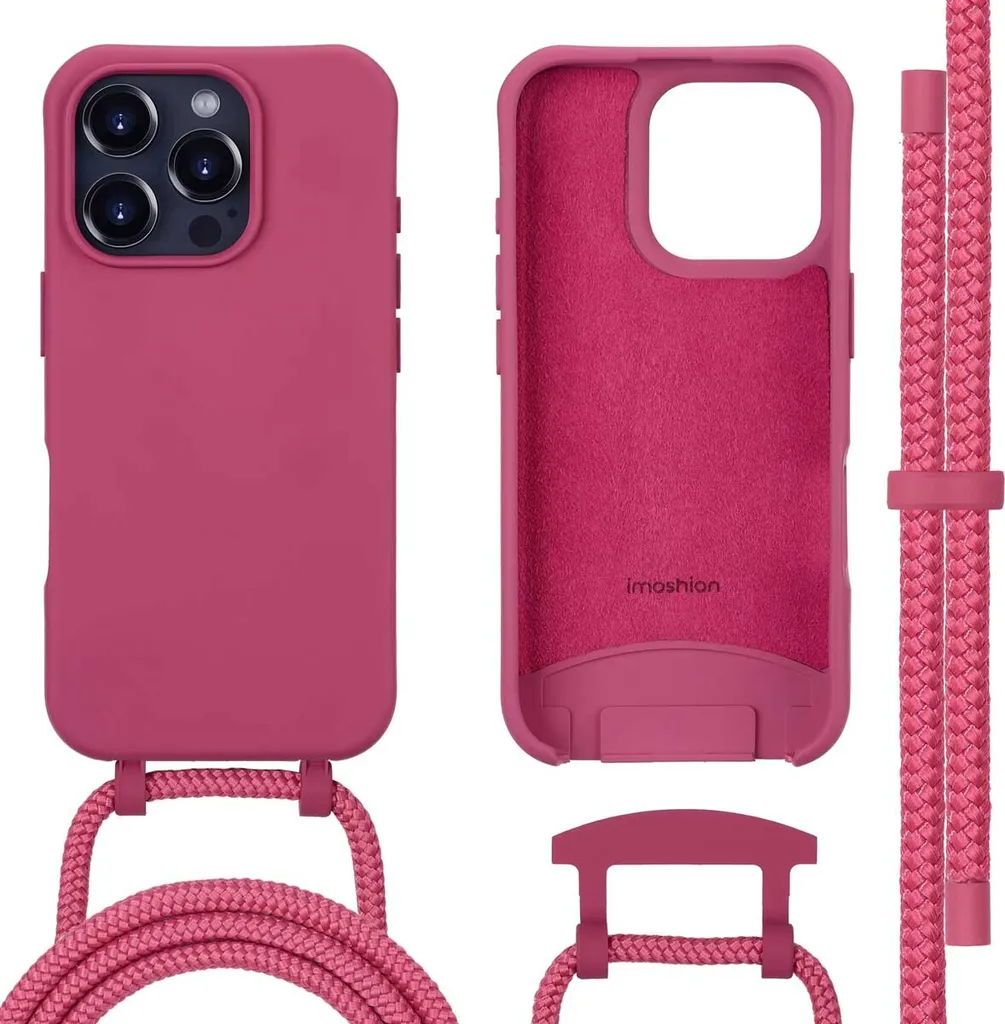 imoshion Custodia iPhone 16 Pro Max MagSafe Lampone Catena Sicurezza