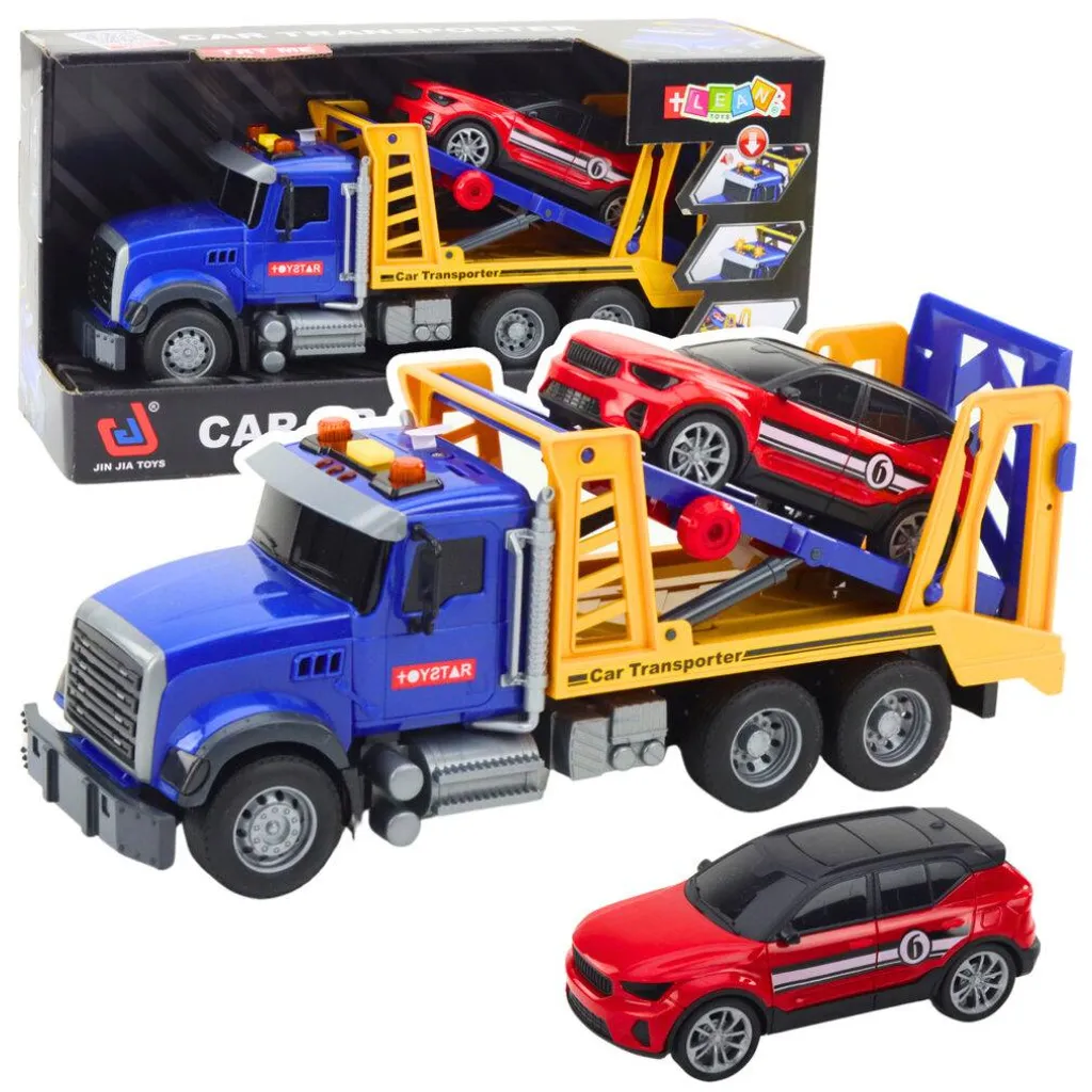 Leantoys Remorque de transport avec voitures : camion son et lumière