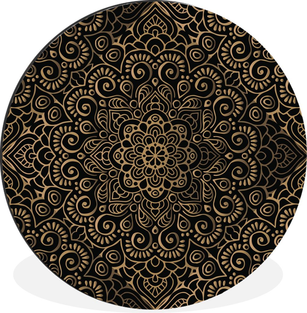 MuchoWow Aluminium Wandkreis Mandala indisches Muster Ø 30 cm Wanddeko Modern Wohnzimmer - Wand Bild - Wohnzimmer - Runde Bilder - Alubilder - K...