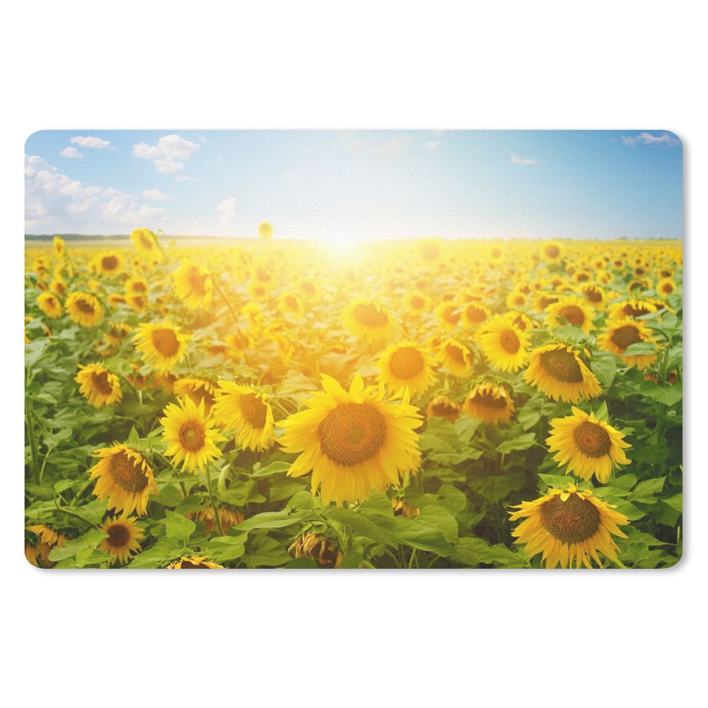 MuchoWow Schreibtischunterlage Sonnenblume - Sonne - Wolken 60x40 cm - XXL Mauspad - Großes Mauspad