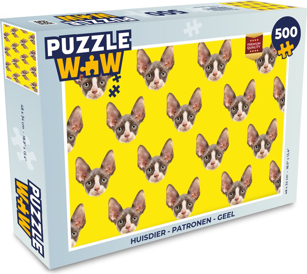 MuchoWow Puzzle 500 Teile Haustiere - Muster - Gelb - 500 Teile - Kinder - Selberbauen - Puzzlespiele