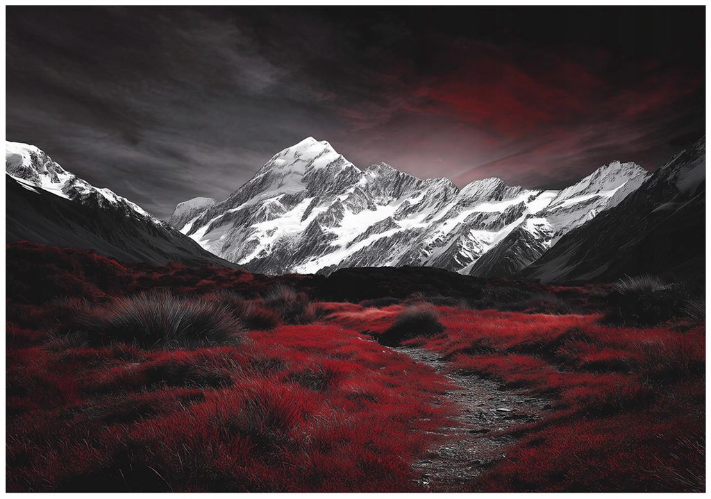 Fototapete Gebirge Natur Landschaft - 350x250 cm - Vliestapete Wohnzimmer Schlafzimmer - Vlies Fototapete Schwarz - 16392VX7