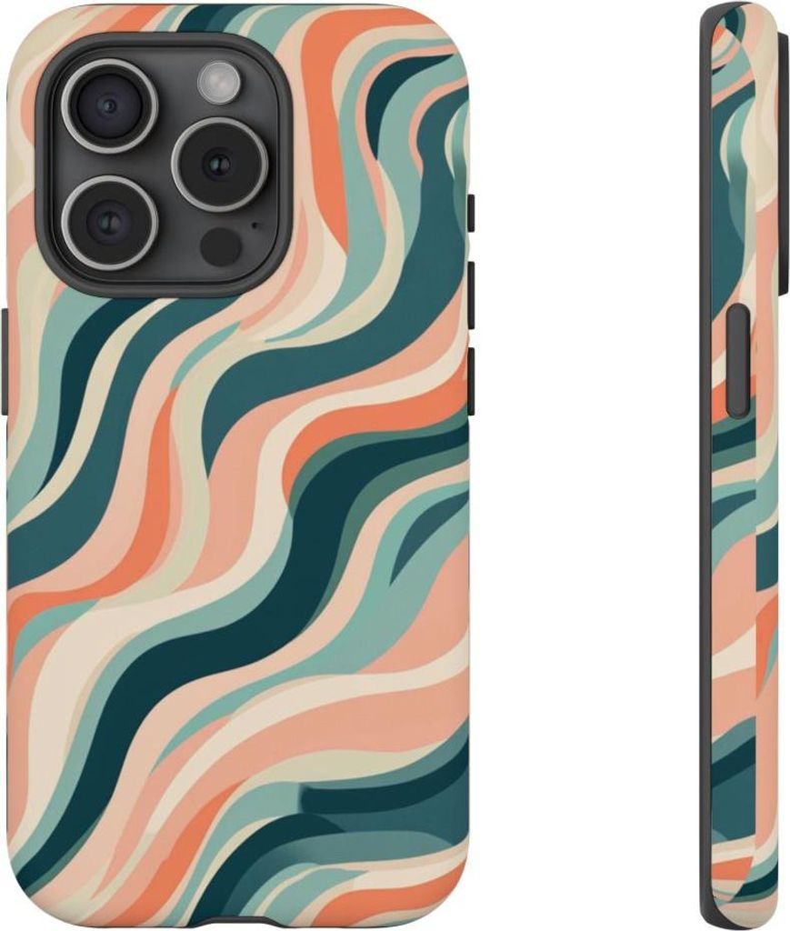 Wirbelnde Pastelllinien – Handyhülle Kompatibel mit iPhone 15 Pro