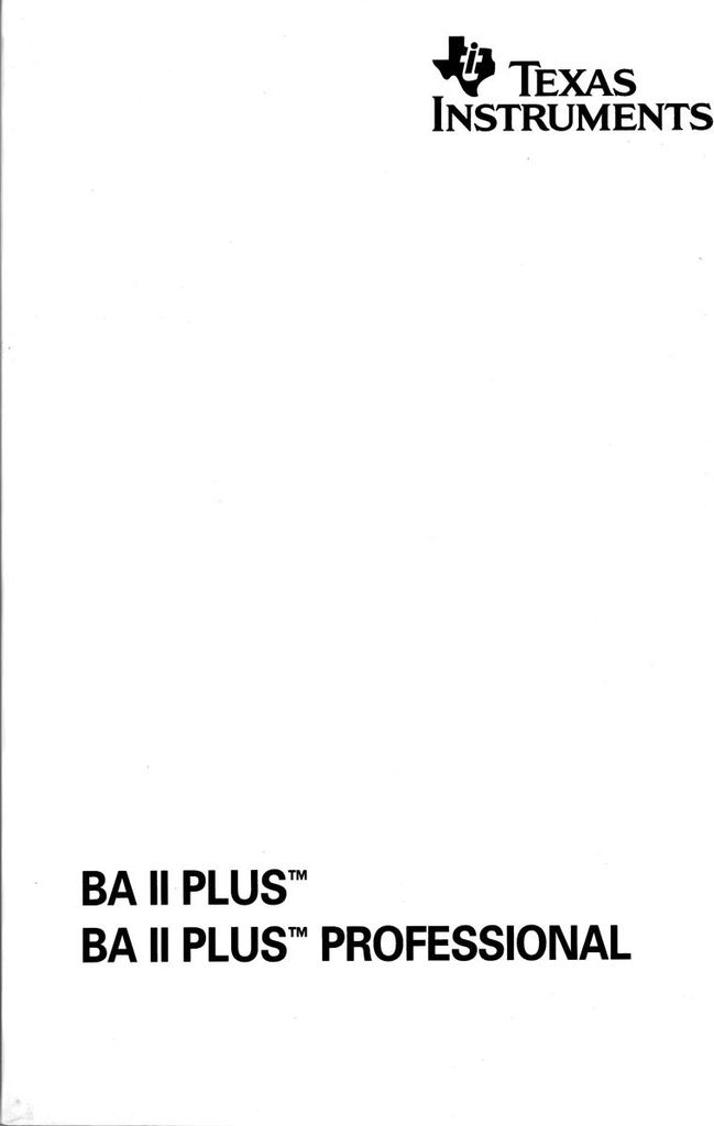 Anleitung deutsch für TI-BA II Plus und TI-BA II Plus Professional