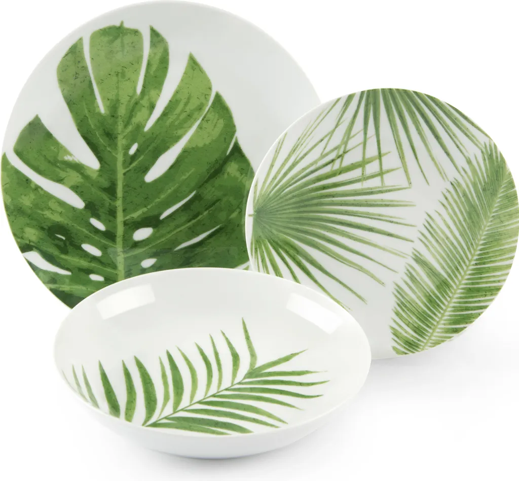Set di stoviglie Excelsa 18 pezzi Foliage in porcellana verde