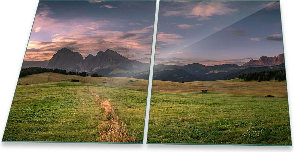 Herdabdeckplatte Glaskeramik 2-Teilig 2x40x52 Natur Grün Abdeckung Spritzschutz Glas