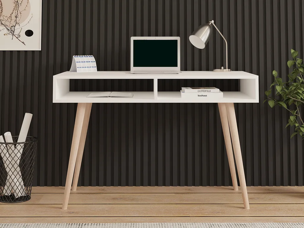 Bureau design blanc Cisto 120x60cm - Structure robuste et surface mate