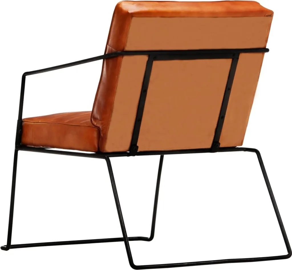 Fauteuil de salon marron clair cuir véritable - Mobilier design chic