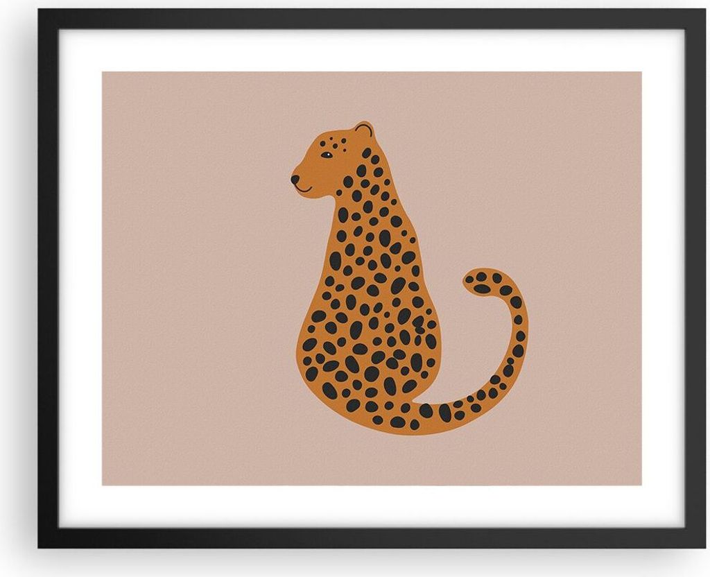 Gerahmtes Poster - Schwarzer Rahmen - Panther Grafik Leopard - 50x40 cm - Wand Bild - Wanddeko - Wandbilder - Kunstposter - Wandposter - Bilderrahm...
