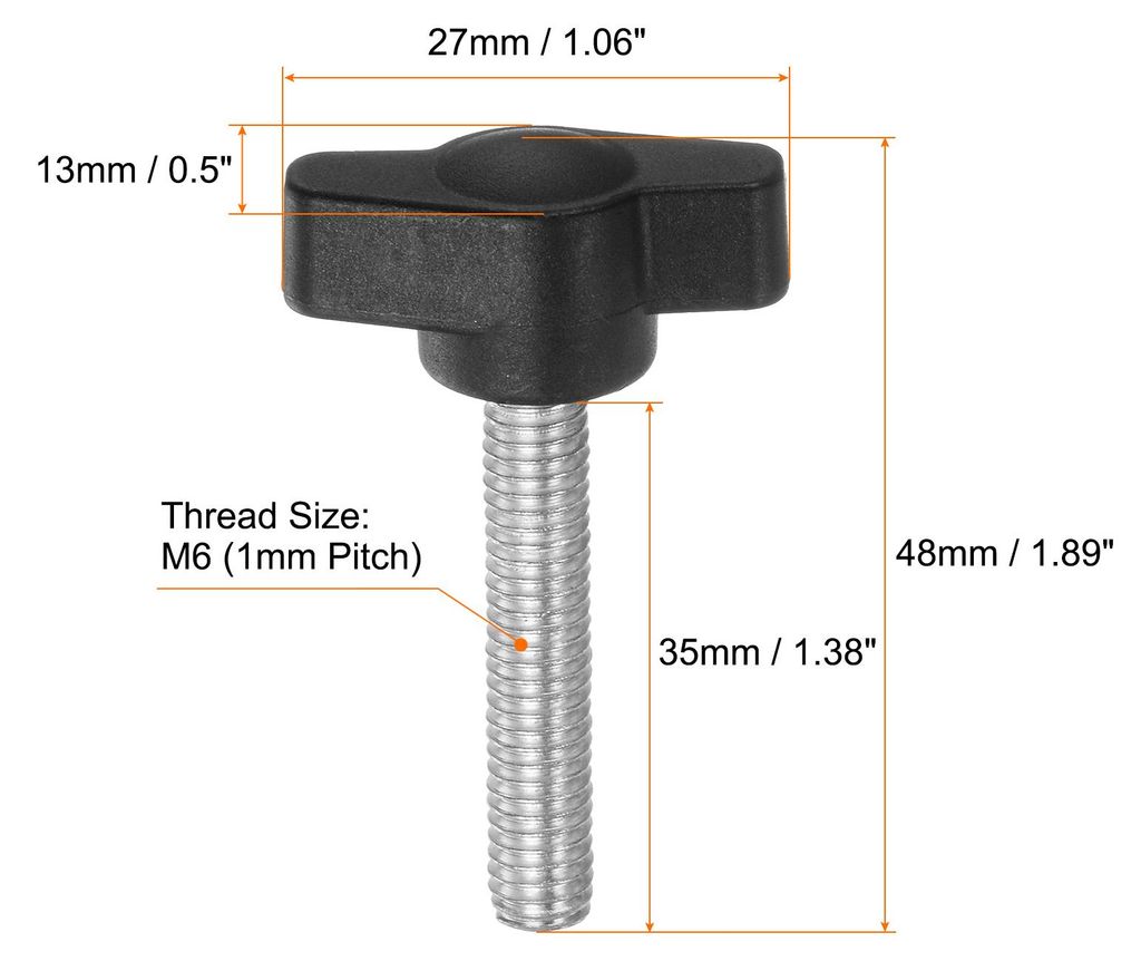 10 Stš¹ck R?ndelschrauben mit T Flš¹gelkn?pfe M6 x 35mm Kunststoff T-Kopf Gewindebolzen Klemmschraube Flš¹gelschraube Haltegriffe 27mm Klemmk...